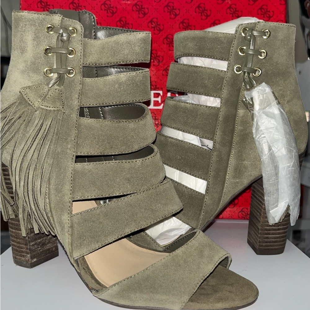 Guess Olive Heeled Boots with Fringe Detail